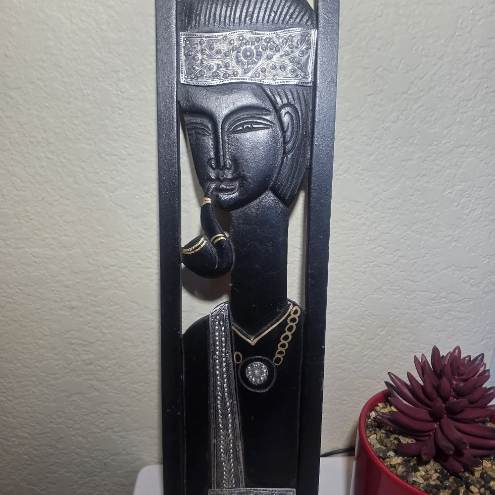 Vintage Wall Decor Handmade Wood & Metal Accent Black/silver